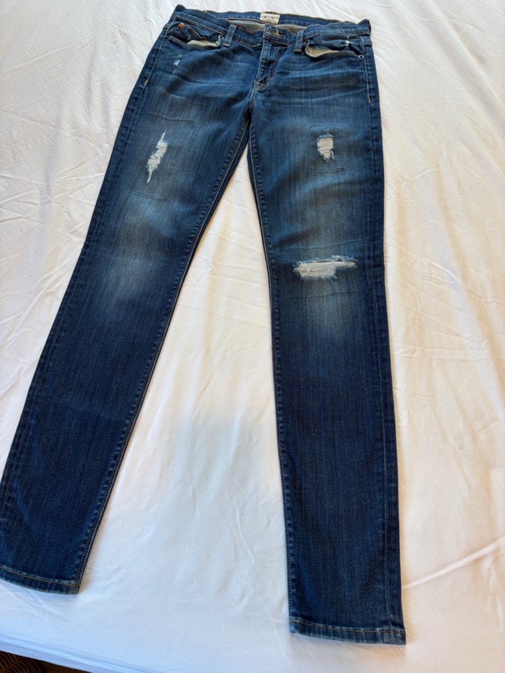 Hudson Jeans Dark Blue Distressed Skinny Jeans